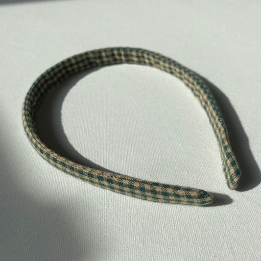 Handmade Green Gingham Headband