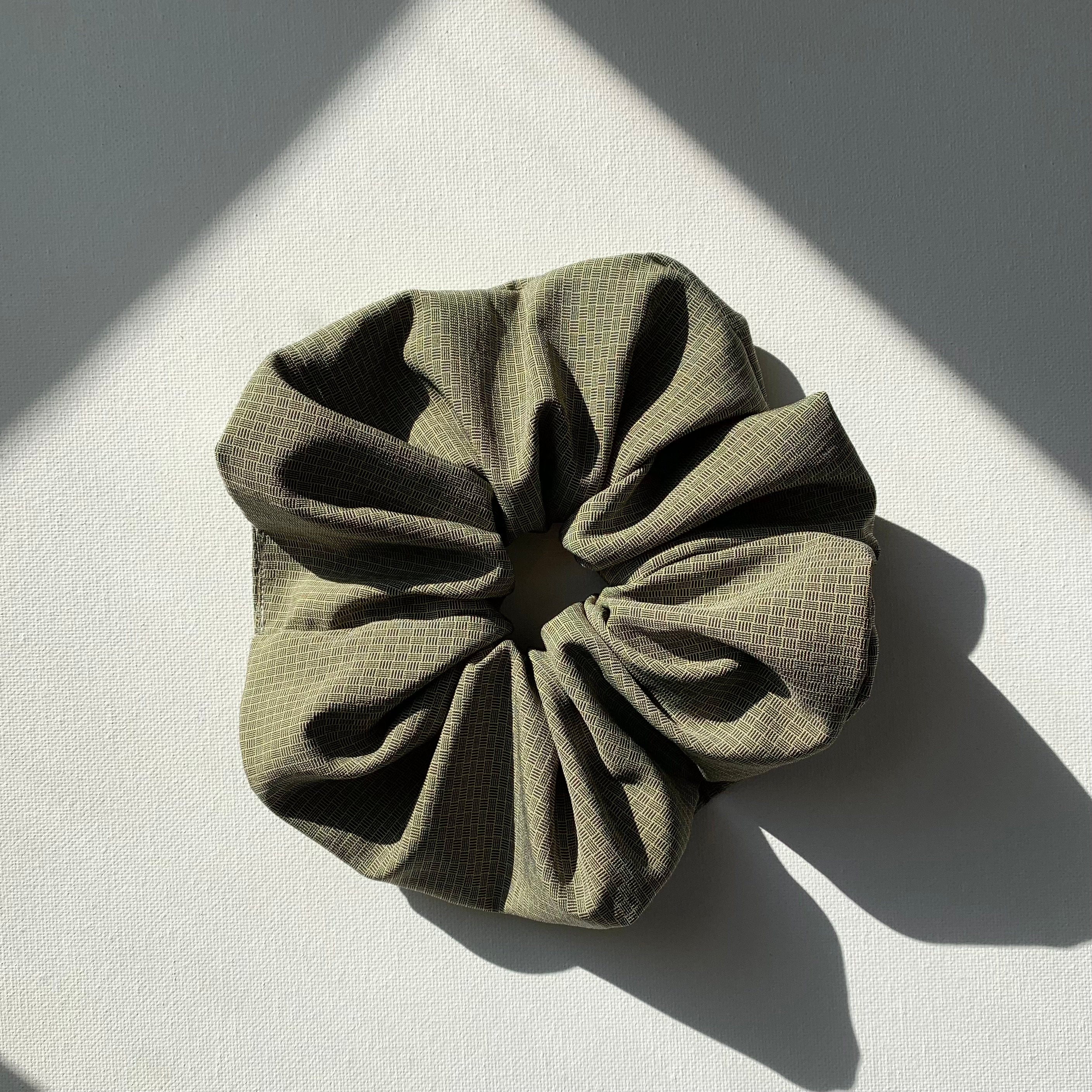 Oversized Olive Print Scrunchie – Hazel Element